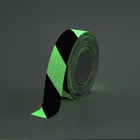 Antisliptape Glow in the Dark 50 mm Gestreept zwart glow